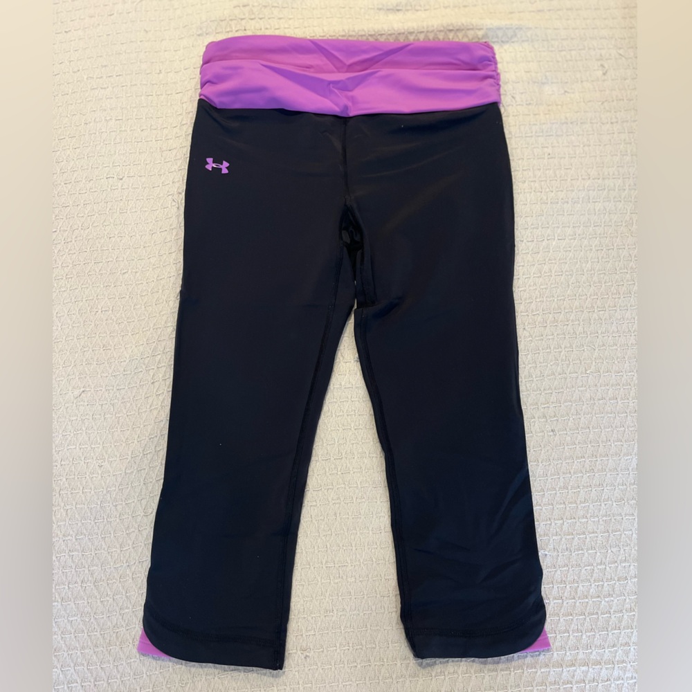 Under Armour Black and Purple Capri Leggings